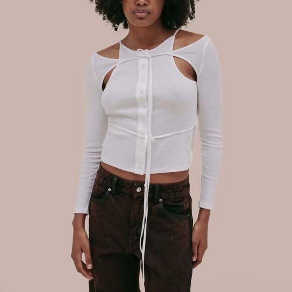 Eckhaus Latta Rib Flip Top Cement Gray L - Picture 1 of 4